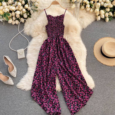 Ženski kombinezon cvjetnog dana i širokih nogavica