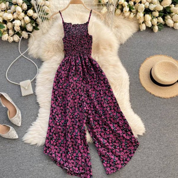 Ženski kombinezon cvjetnog dana i širokih nogavica