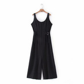 Salopeta dama in dungi cu picioare late si lungime 7/8