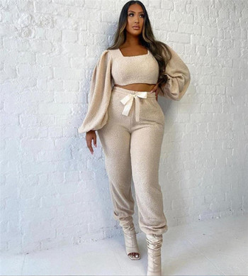 Γυναικείο ενημερωμένο σετ παντελόνι και φαρδιά μπλούζα με κοντό μοντέλο