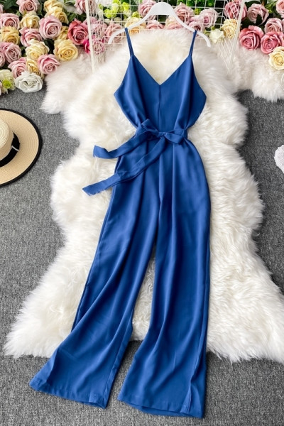 Salopetă lungă modernă de damă cu bretele subțiri