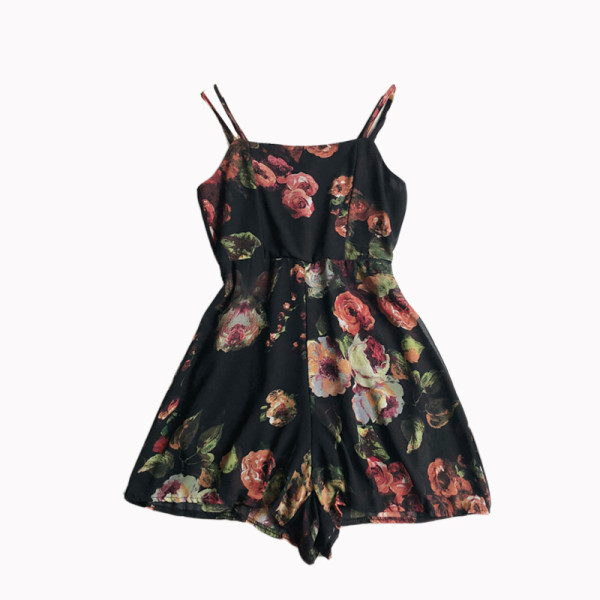 Ženski kombinezon sa cvjetnim motivima i tankim naramenicama