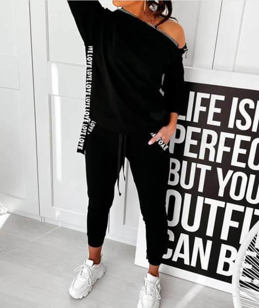 Moteriškas sportinis kelnių ir palaidinės komplektas su užtrauktuku