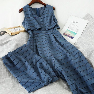 Salopeta dama in carouri cu fermoar pe spate