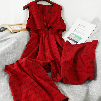 Salopeta dama in carouri cu fermoar pe spate