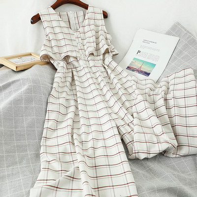 Salopeta dama in carouri cu fermoar pe spate