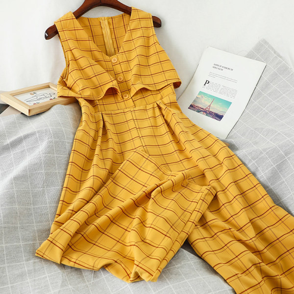 Salopeta dama in carouri cu fermoar pe spate