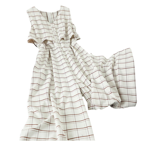 Salopeta dama in carouri cu fermoar pe spate