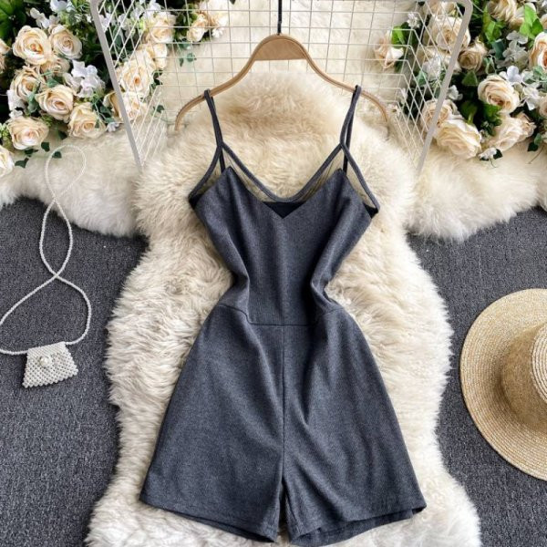 Salopeta scurta de dama cu bretele subtiri in mai multe culori