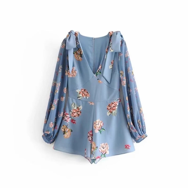 Salopeta scurta lata pentru femei cu model floral
