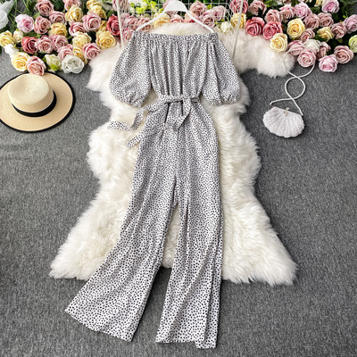 Salopetă lungă de damă modernă cu umerii goi