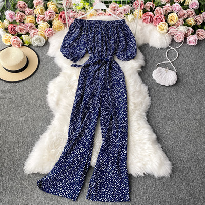 Salopetă lungă de damă modernă cu umerii goi