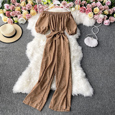 Salopetă lungă de damă modernă cu umerii goi