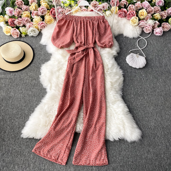 Salopetă lungă de damă modernă cu umerii goi