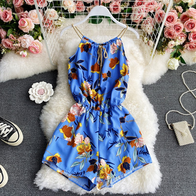 Naiste lühike lillemustri ja kummiga kombinesoon