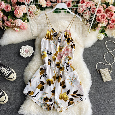 Naiste lühike lillemustri ja kummiga kombinesoon