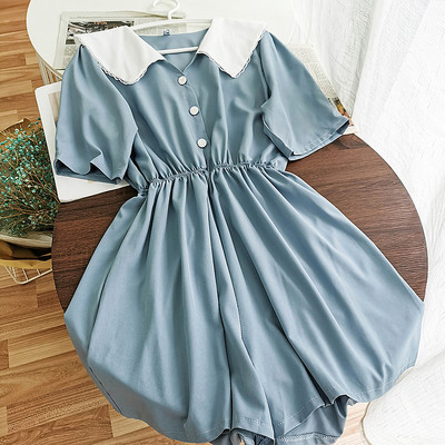 Salopeta casual dama cu talie elastica si nasturi