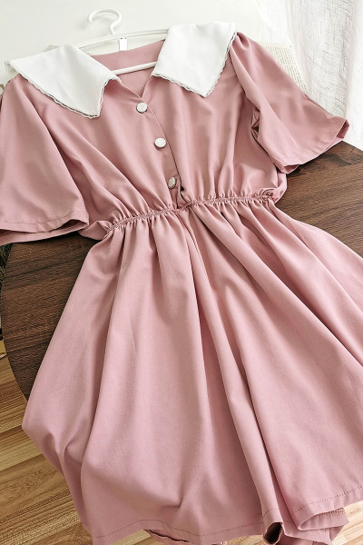 Salopeta casual dama cu talie elastica si nasturi