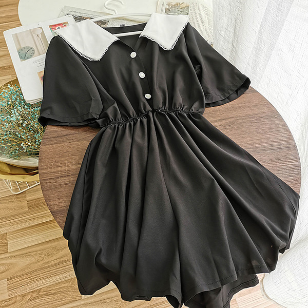 Salopeta casual dama cu talie elastica si nasturi