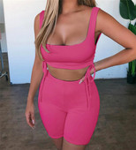 Set de bustieră modern de damă cu cravate și pantaloni 3/4