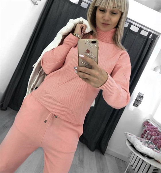 Γυναικείο μοντέρνο πλεκτό σετ παντελόνι και μπλούζα