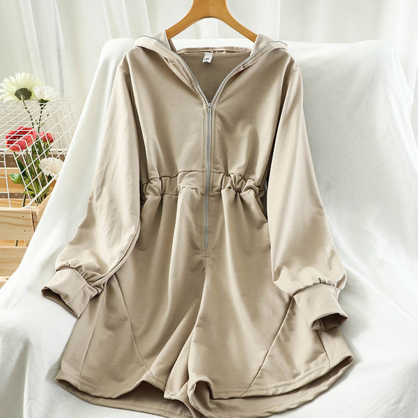 Salopeta de dama cu talie elastica si fermoar in mai multe culori