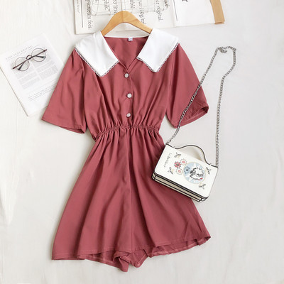 Salopeta de dama cu maneci scurte si nasturi