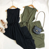 Salopeta casual dama cu nasturi si cravate