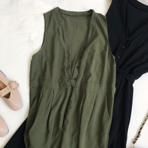 Salopeta casual dama cu nasturi si cravate