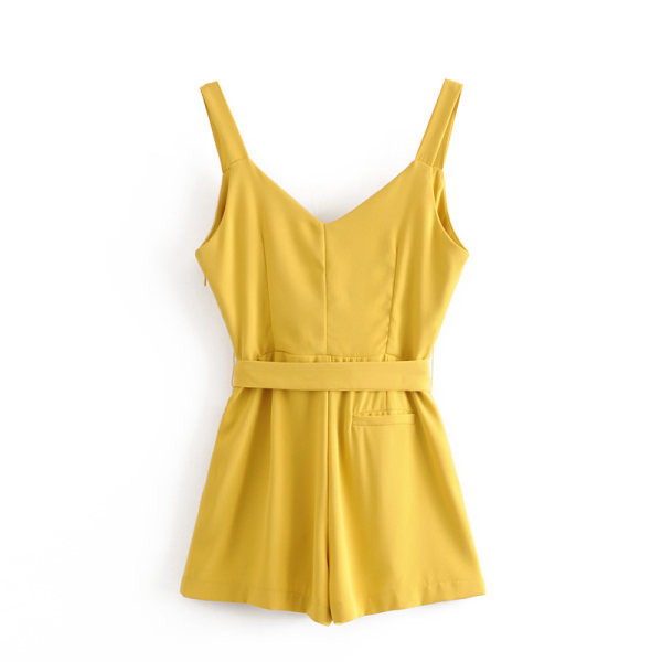 Salopeta scurta de vara cu curea si bretele subtiri