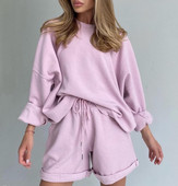 Γυναικείο σετ φαρδύ μοντέλο - σορτς και μπλούζα