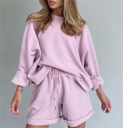 Γυναικείο σετ φαρδύ μοντέλο - σορτς και μπλούζα