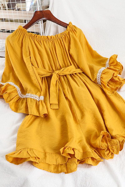 Ženski moderan kombinezon sa 3/4 rukavima i vezom u više boja