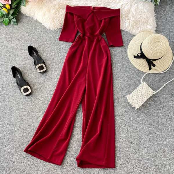 Salopeta lunga de dama model nou cu decolteu barca si maneci 3/4