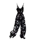 Salopeta casual de dama cu bretele subtiri si motive florale