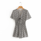 Salopetă casual de vară, cu decolteu și panglică