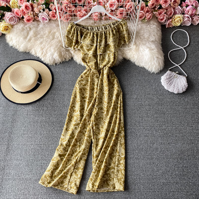 Salopeta lunga de dama cu talie elastica si bucle