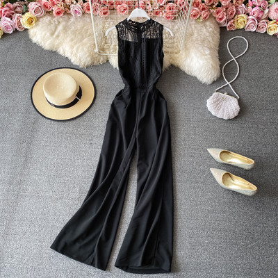 Salopetă lungă de damă modernă cu dantelă