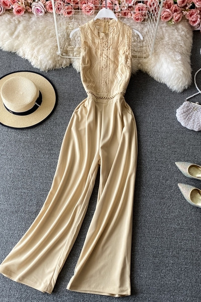 Salopetă lungă de damă modernă cu dantelă