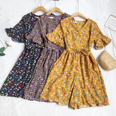 Ženski moderni kombinezon sa cvjetnim uzorkom i špic izrezom