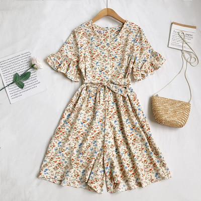 Ženski moderni kombinezon sa cvjetnim uzorkom i špic izrezom