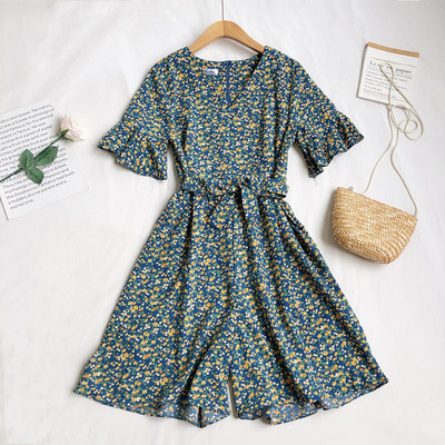 Ženski moderni kombinezon sa cvjetnim uzorkom i špic izrezom