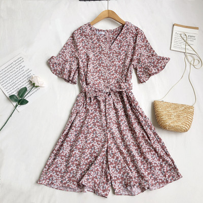 Ženski moderni kombinezon sa cvjetnim uzorkom i špic izrezom