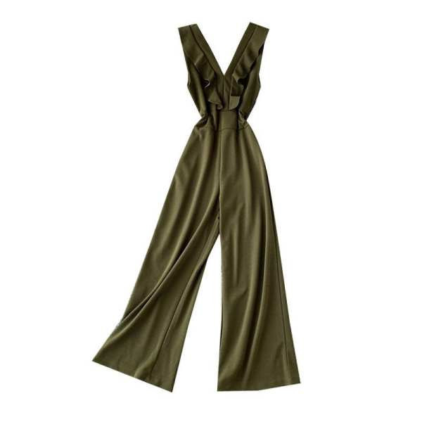 Salopetă lungă de damă model nou, cu decolteu spitz și bucle