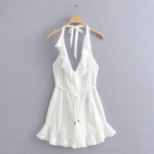 Κοντές καλοκαιρινές  ολόσωμες φόρμες σε λευκό χρώμα  με κεντήματα