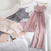 Salopeta lunga de dama cu cravate si bretele subtiri