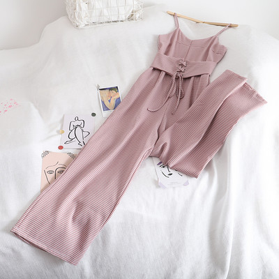 Salopeta lunga de dama cu cravate si bretele subtiri