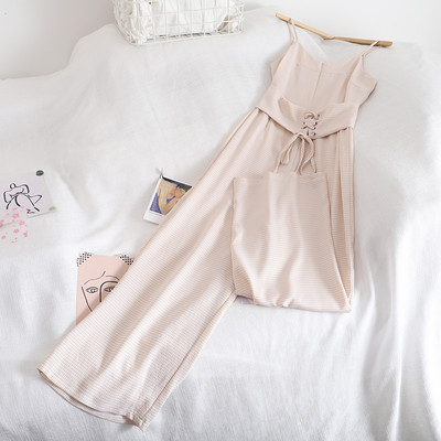 Salopeta lunga de dama cu cravate si bretele subtiri