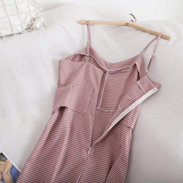 Salopeta lunga de dama cu cravate si bretele subtiri