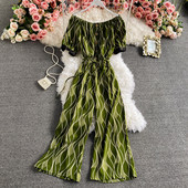 Salopetă lungă de damă cu umerii goi